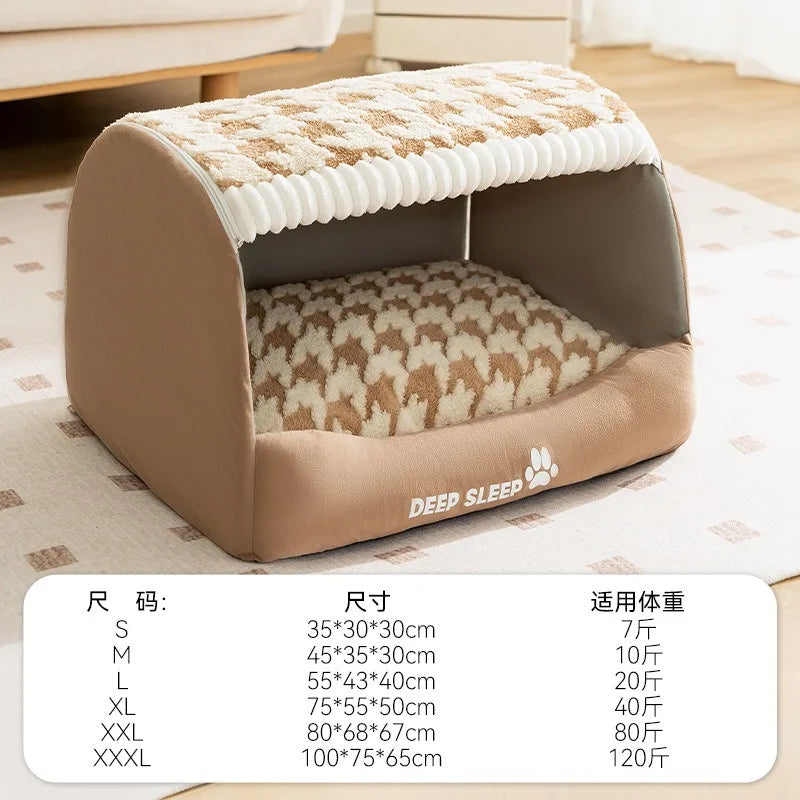 Cozy Dog House Bed – Washable Winter Den for Medium & Large Dogs