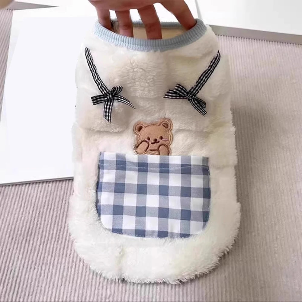 Cozy Plaid Pet Vest – Soft Fleece Jacket for Cats & Small Dogs