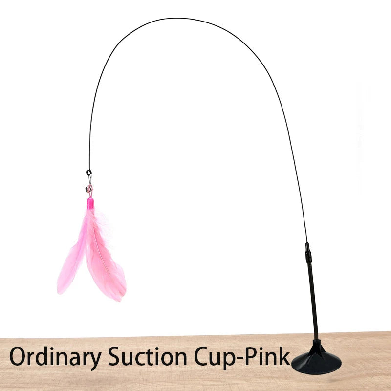 Interactive Cat Teaser Toy – Suction-Cup Feather Wand