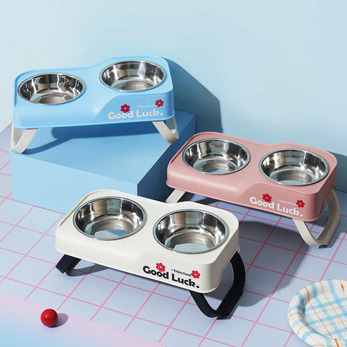 Elevated Stainless Steel Pet Bowls – Double-Bowl Feeding Stand