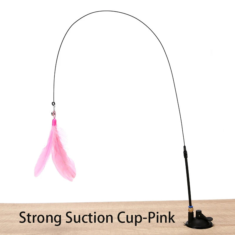 Interactive Cat Teaser Toy – Suction-Cup Feather Wand