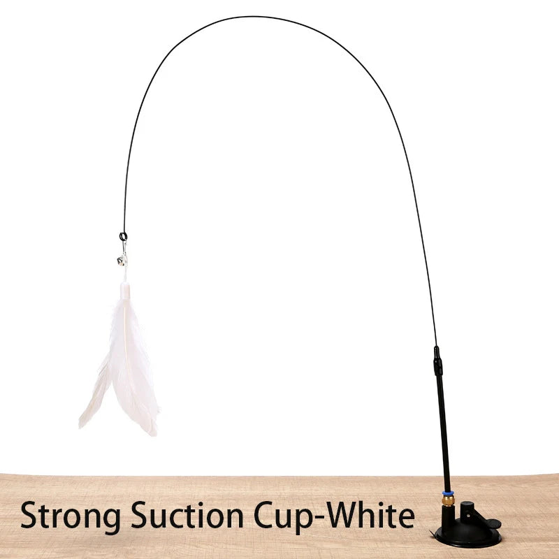 Interactive Cat Teaser Toy – Suction-Cup Feather Wand
