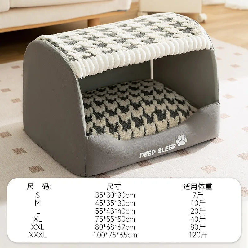 Cozy Dog House Bed – Washable Winter Den for Medium & Large Dogs