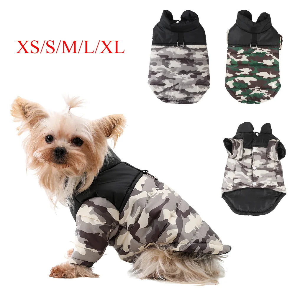 Camouflage Fleece Dog Jacket – Warm Outdoor Coat