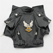 Eagle Print Dog Jacket – Faux-Leather Look Outdoor Coat