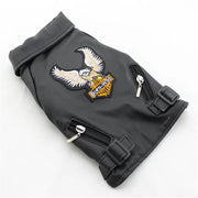 Eagle Print Dog Jacket – Faux-Leather Look Outdoor Coat