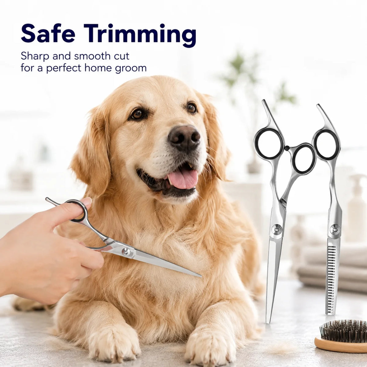 Pet Grooming Scissors with Comb – Dog & Cat Hair Trimming Tool