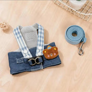 Cowboy Bear Dog Outfit Set – Denim Vest & Matching Hat
