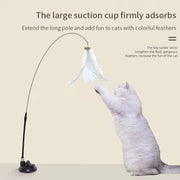 Interactive Cat Teaser Toy – Suction-Cup Feather Wand