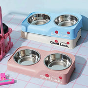 Elevated Stainless Steel Pet Bowls – Double-Bowl Feeding Stand
