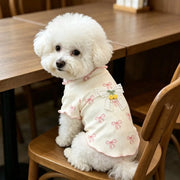 Cherry Bow Dog Shirt – Cute Ribbed Knit Pet Top