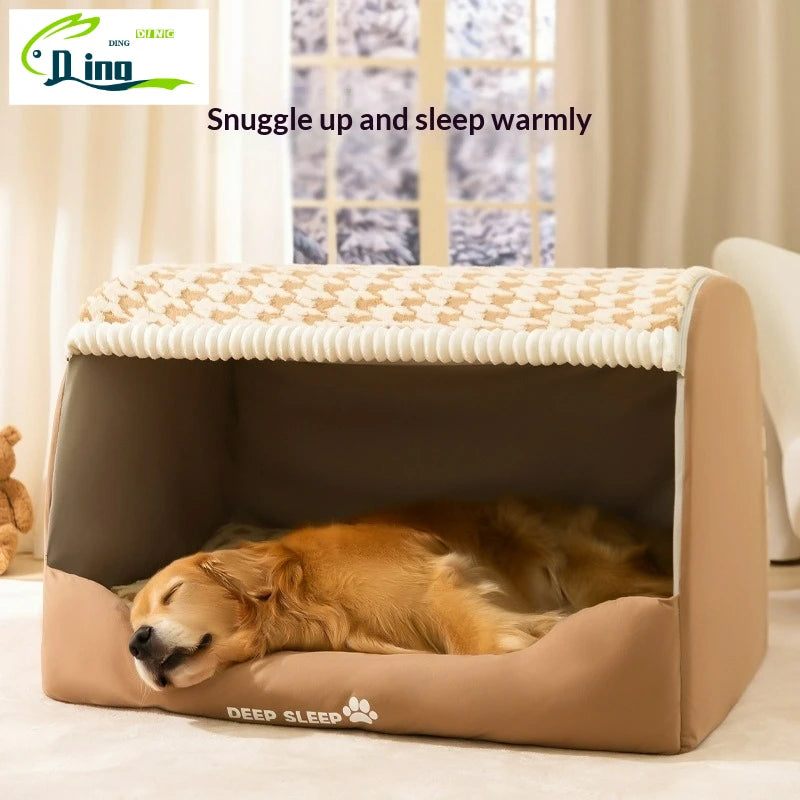 Cozy Dog House Bed – Washable Winter Den for Medium & Large Dogs