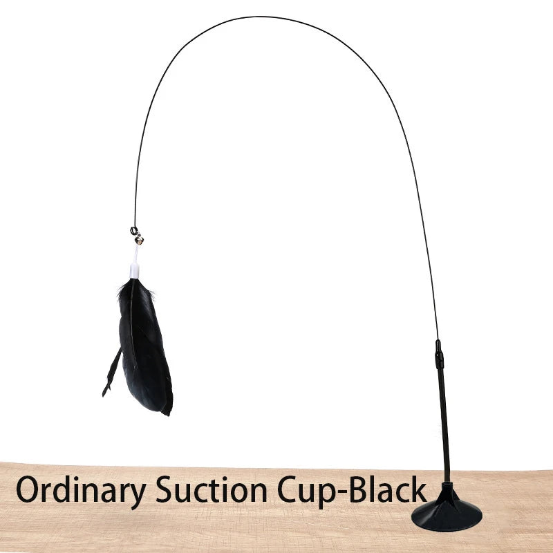 Interactive Cat Teaser Toy – Suction-Cup Feather Wand