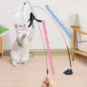 Interactive Cat Teaser Toy – Suction-Cup Feather Wand