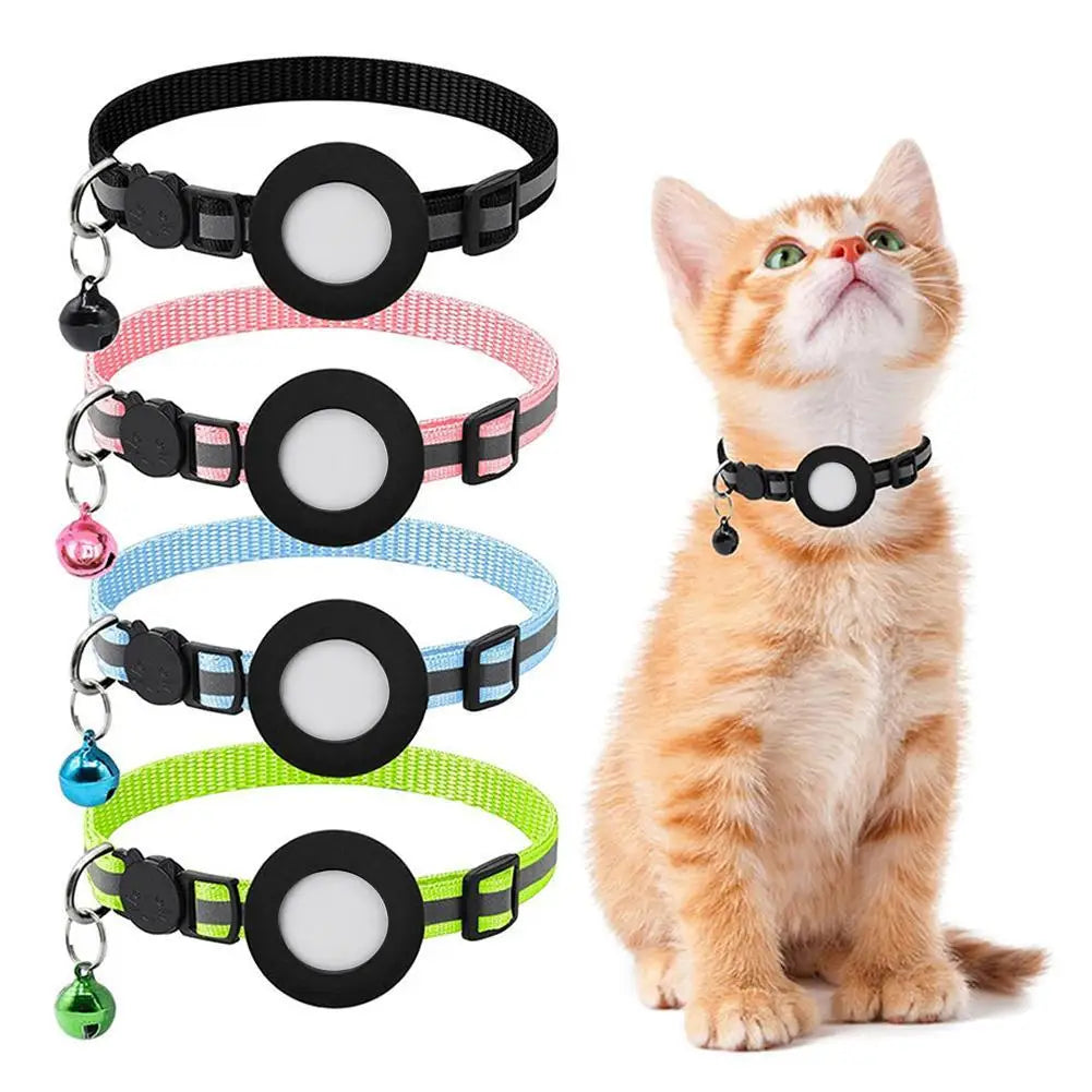 AirTag-Compatible Cat Collar – Reflective Adjustable Collar with Bell