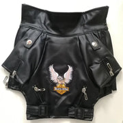 Eagle Print Dog Jacket – Faux-Leather Look Outdoor Coat