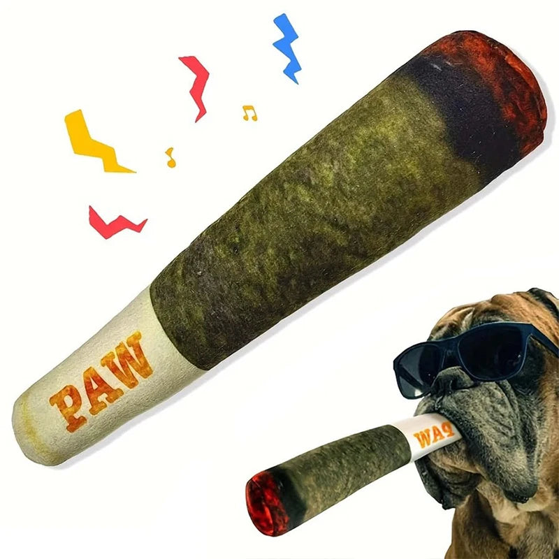 Cigar-Shaped Squeaky Dog Toy – Plush Interactive Play Toy