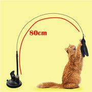 Interactive Cat Teaser Toy – Suction-Cup Feather Wand