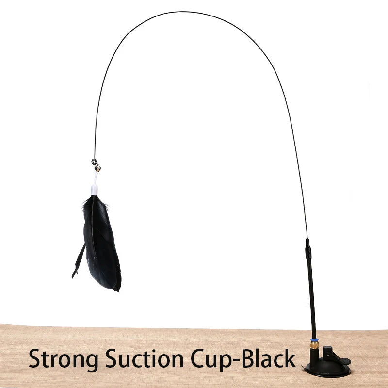 Interactive Cat Teaser Toy – Suction-Cup Feather Wand