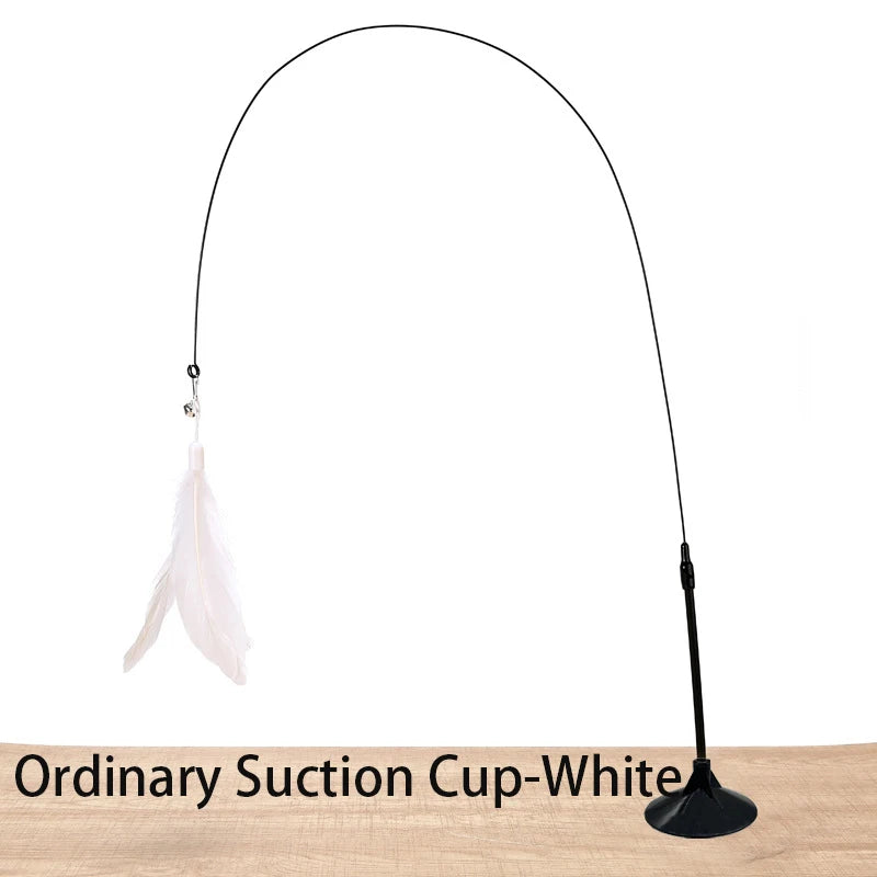 Interactive Cat Teaser Toy – Suction-Cup Feather Wand
