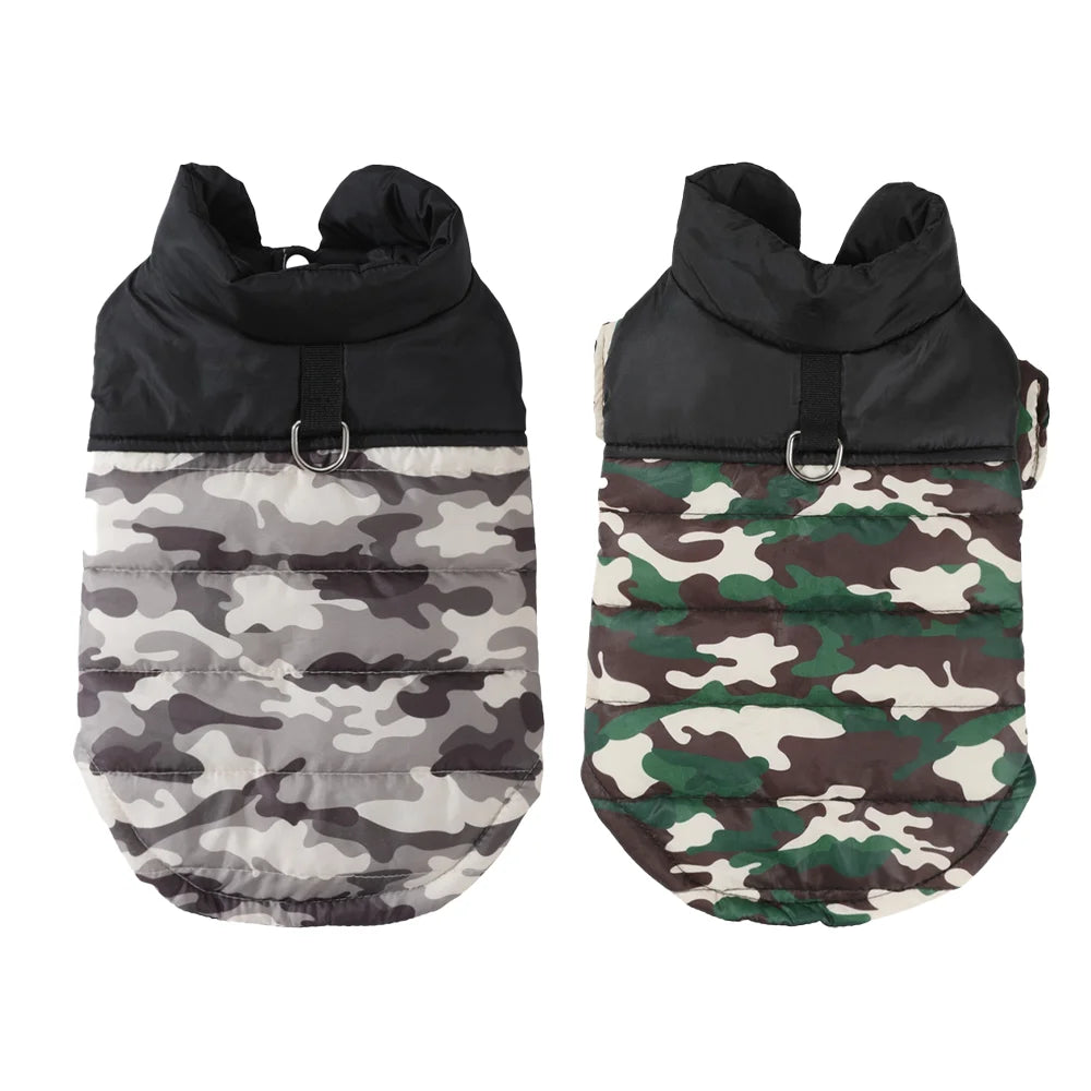 Camouflage Fleece Dog Jacket – Warm Outdoor Coat