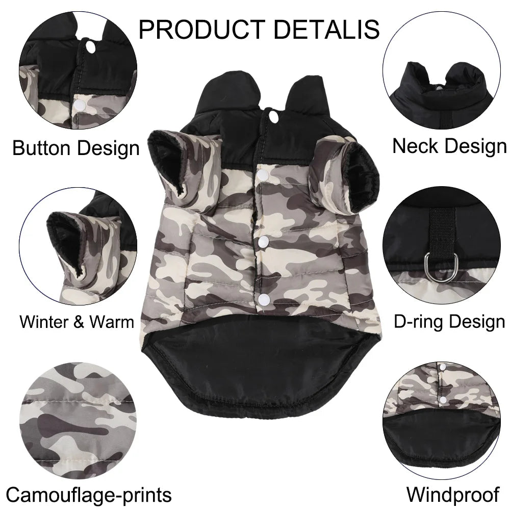 Camouflage Fleece Dog Jacket – Warm Outdoor Coat