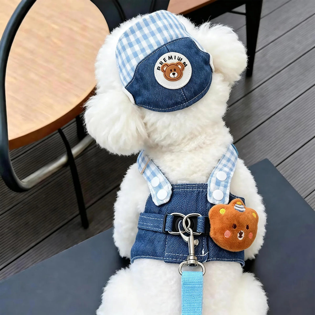 Cowboy Bear Dog Outfit Set – Denim Vest & Matching Hat