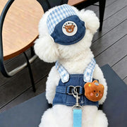 Cowboy Bear Dog Outfit Set – Denim Vest & Matching Hat