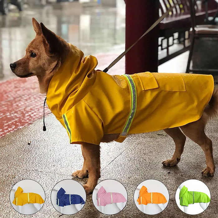 Reflective Dog Raincoat – Hooded Outdoor Jacket for Rainy Walks