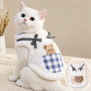 Cozy Plaid Pet Vest – Soft Fleece Jacket for Cats & Small Dogs