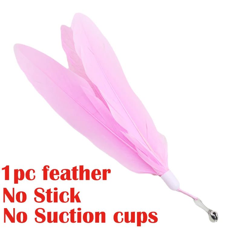 Interactive Cat Teaser Toy – Suction-Cup Feather Wand