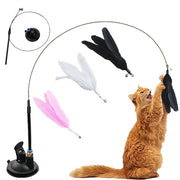 Interactive Cat Teaser Toy – Suction-Cup Feather Wand