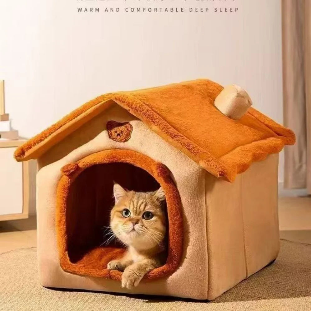 Cozy House-Style Pet Bed – Soft Indoor Bed for Cats & Small Dogs
