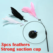 Interactive Cat Teaser Toy – Suction-Cup Feather Wand