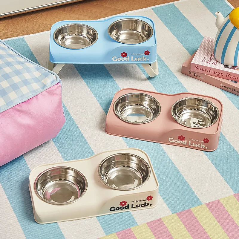 Elevated Stainless Steel Pet Bowls – Double-Bowl Feeding Stand