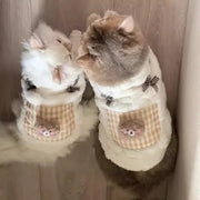 Cozy Plaid Pet Vest – Soft Fleece Jacket for Cats & Small Dogs