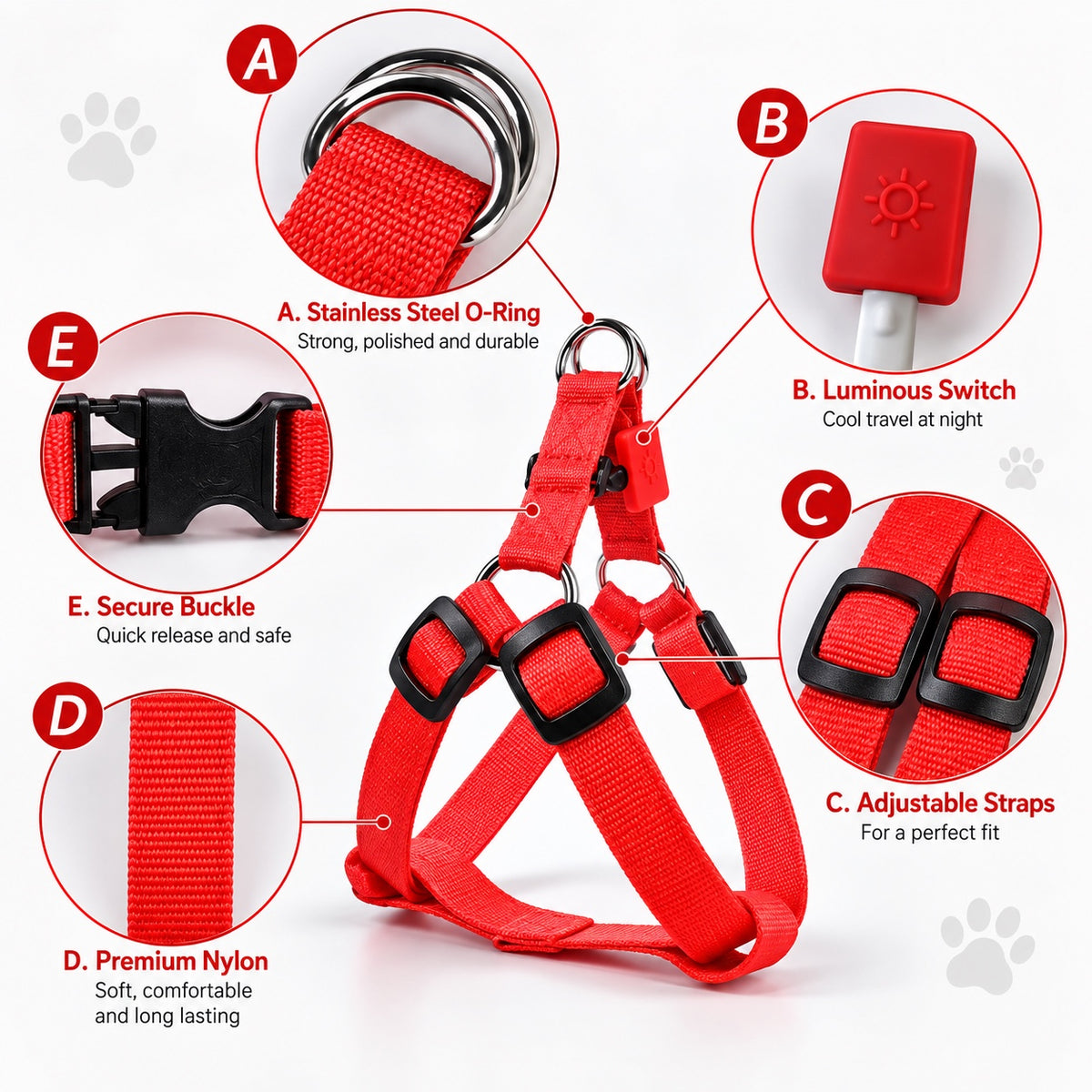 LED dog harness product details